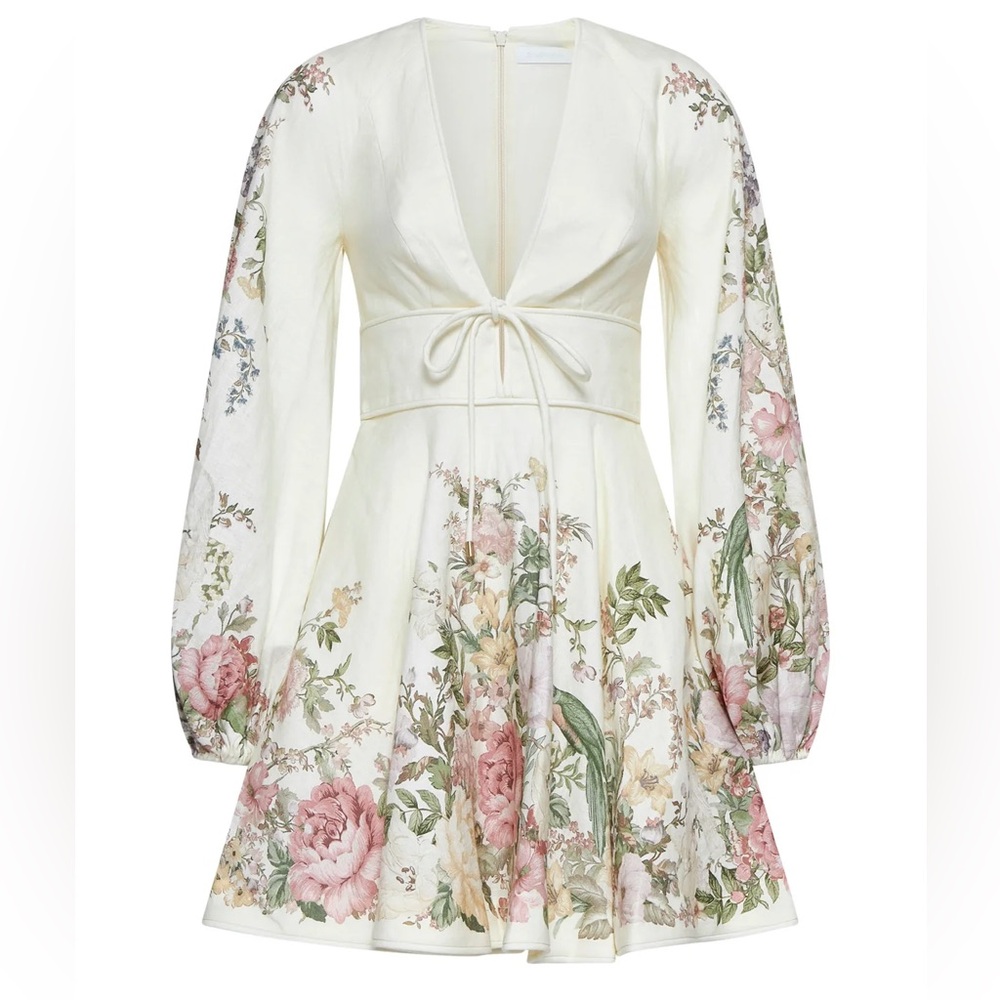 Zimmermann Ivory Floral Long Sleeve Dress